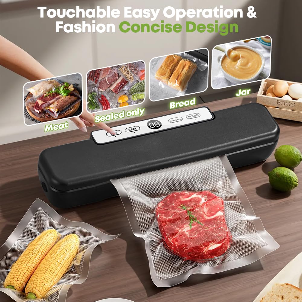 Macchina per sottovuoto per alimenti per cottura sous vide, opzioni facili 5 in 1, per conservare gli alimenti con sacchetti sottovuoto, colore nero