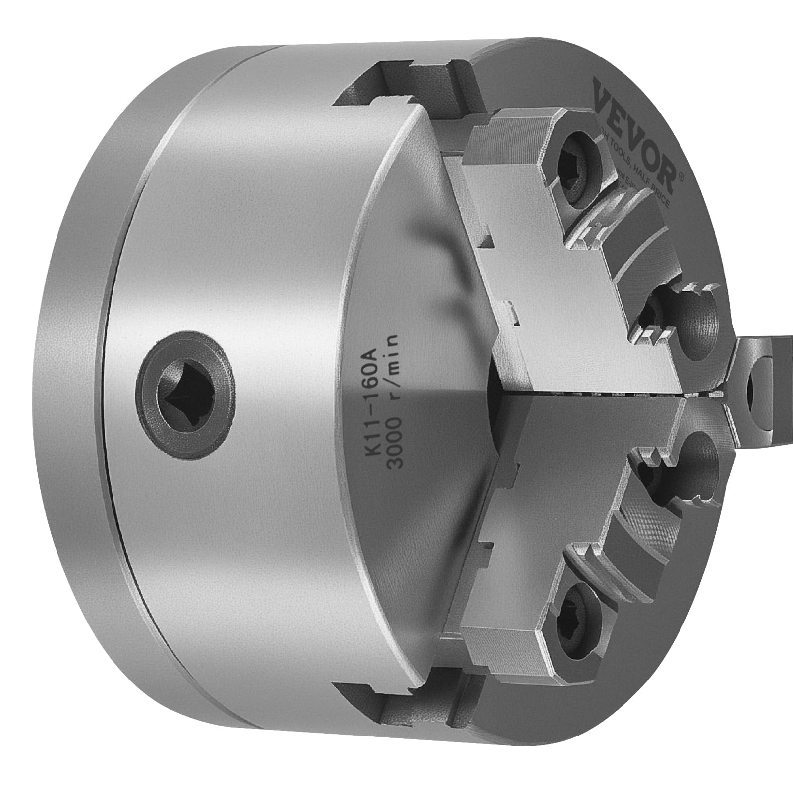 VEVOR Uchwyt tokarski 3-szczękowy, 6 cali (160 mm), samocentrujący uchwyt z gwintem 1 1/5.1 cm-8, 3-145 mm, zakres zaciskowy ze śrubami klucza T, materiał HT300, do tokarki do drewna i metalu
