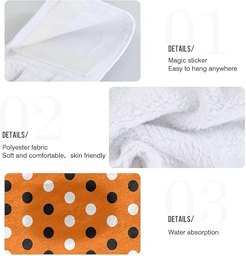 Miniatura 5 de Halloween Polka Dot Hanging Kitchen Hand Towel Set of 2, Absorbent Kitchen Towels for Drying Dishes, Quick Drying Hand Towel, Soft Hanging Kitchen