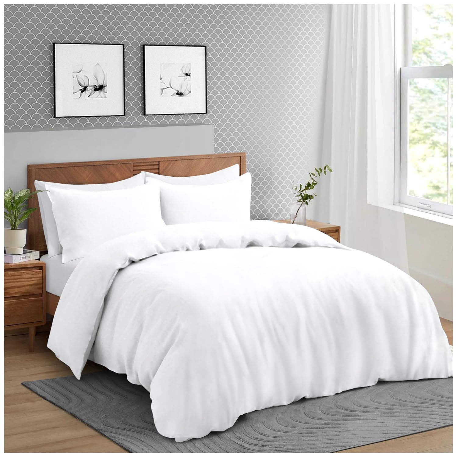 GC GAVENO CAVAILIA Super King Duvet Cover and Pillowcase Set, Microfibre, 260 x 220 cm, White Dyed Bedding and Bedding, Easy Care, Washable