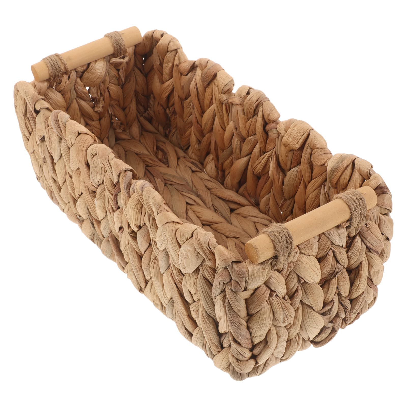 Cestas de almacenamiento tejidas: Cesta de tejida a mano - Organizador de escritorio de 30 x 14 cm - Caja de tocador para baño para guardar maquillaje, loción y joyas.
