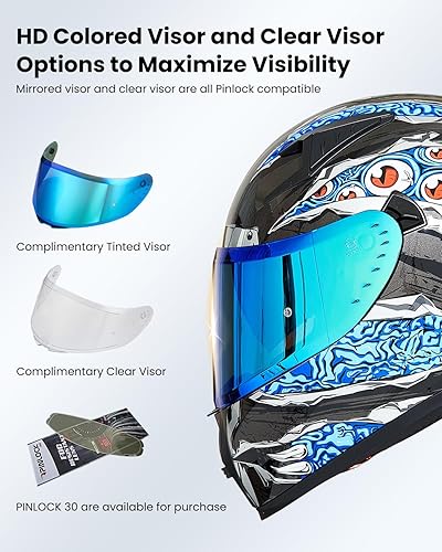 Miniatura 4 de ILM - Casco completo de motocicleta con Pinlock compatible con viseras y aletas transparentes y tintadas, casco para Street Bike y Motocross,