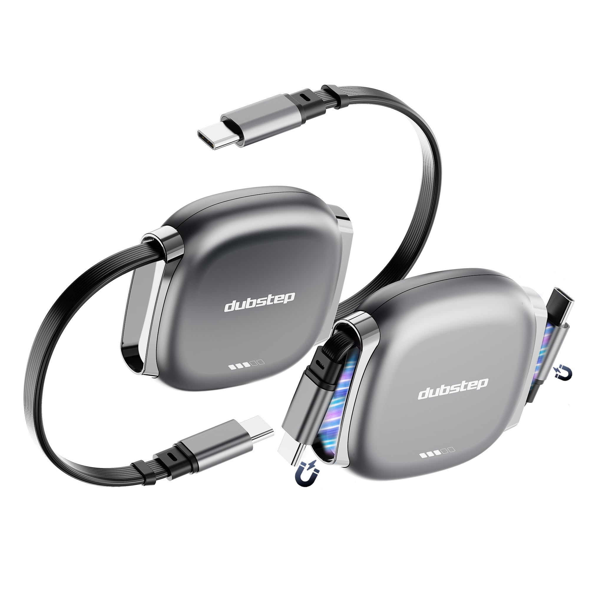 Dubstep Blaze Fusion Rewind 100W Type-C to Type-C Retractable Fast Data Charging Cable (Grey)-image-14