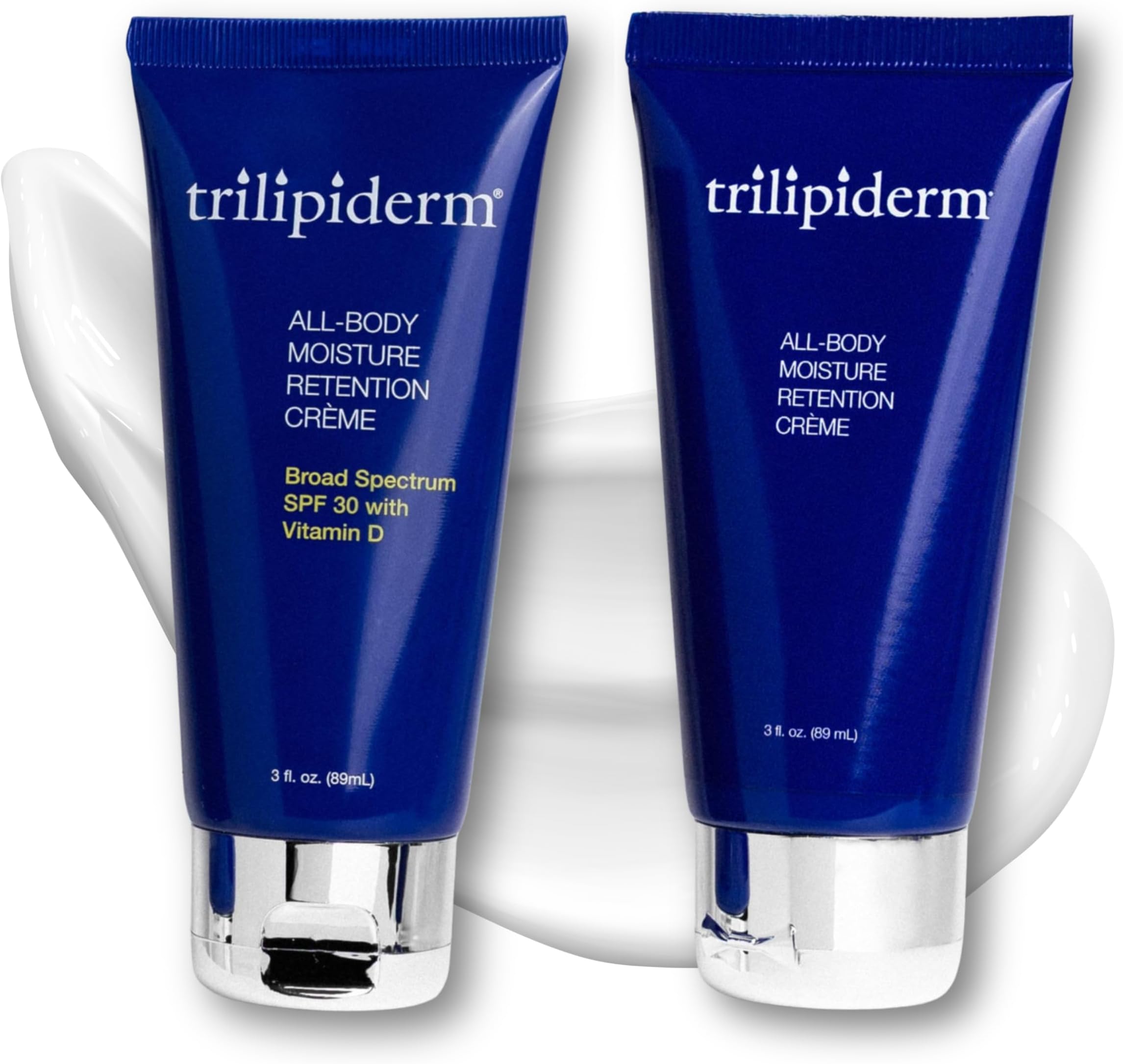 Trilipiderm Weekender Bundle - All-Body Moisture Retention Crème 2-Pack Travel Size – 1x SPF 30 Broad Spectrum Sunscreen 3 oz + 1x Original Formula 3 oz