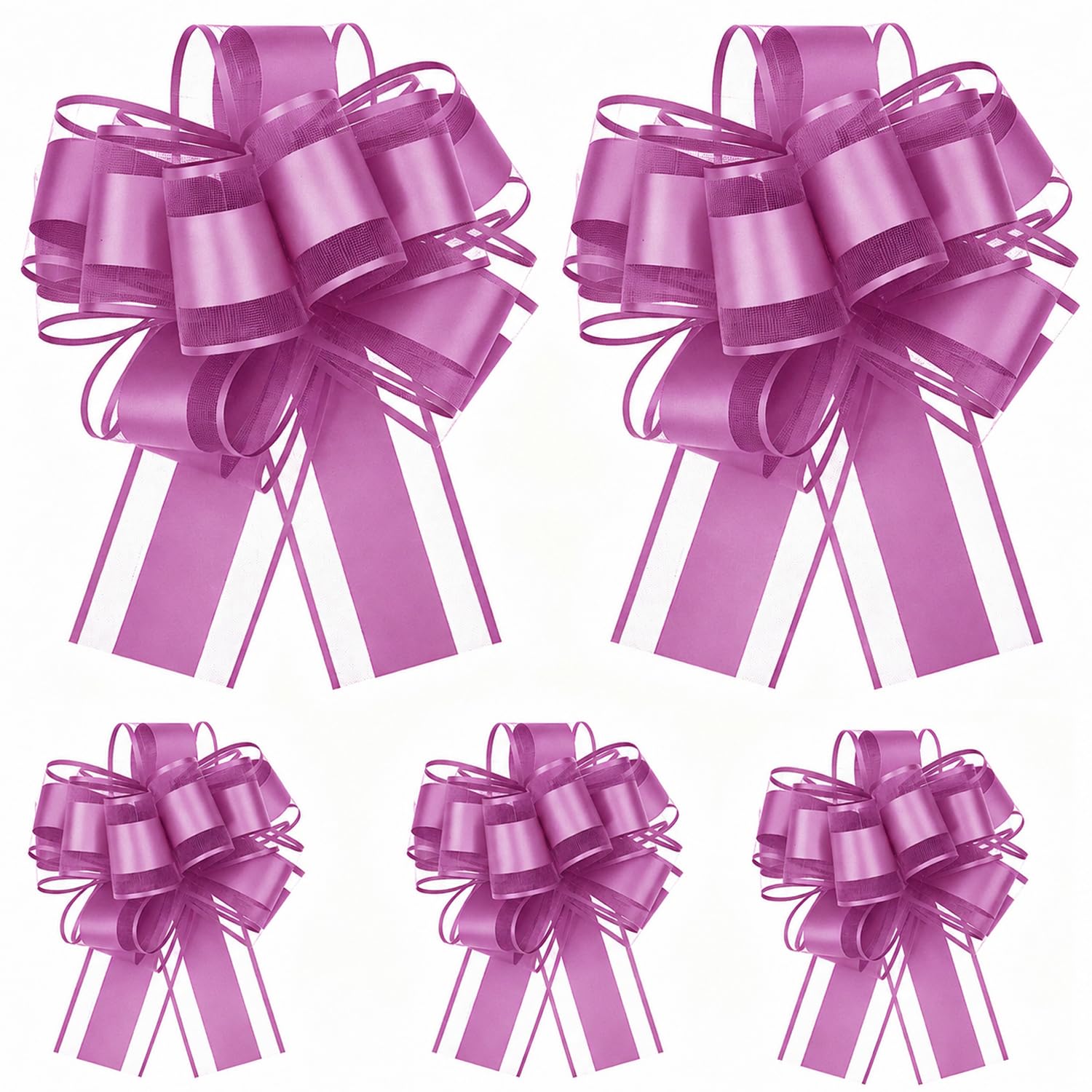 YAWYO 5 Pcs Purple Bows for Gift Wrapping, 6 Inch Large Pull Bows for Wedding Birthday Party Flower Gift Baskets Boxes Decoration Christmas Valentine's Day