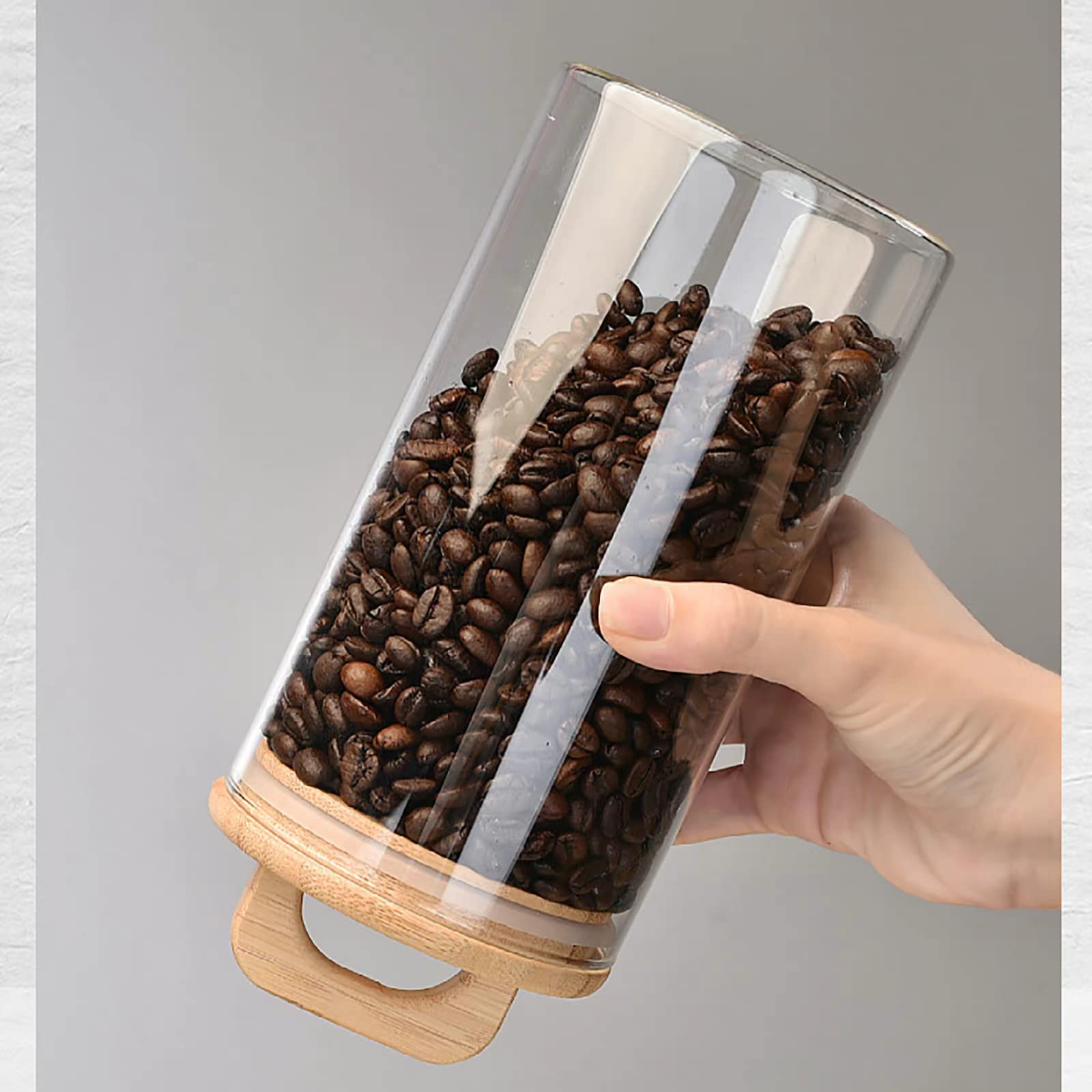 Amazon｜保存容器 コーヒー豆 耐熱ガラス 密閉保存瓶 木製の蓋 食品