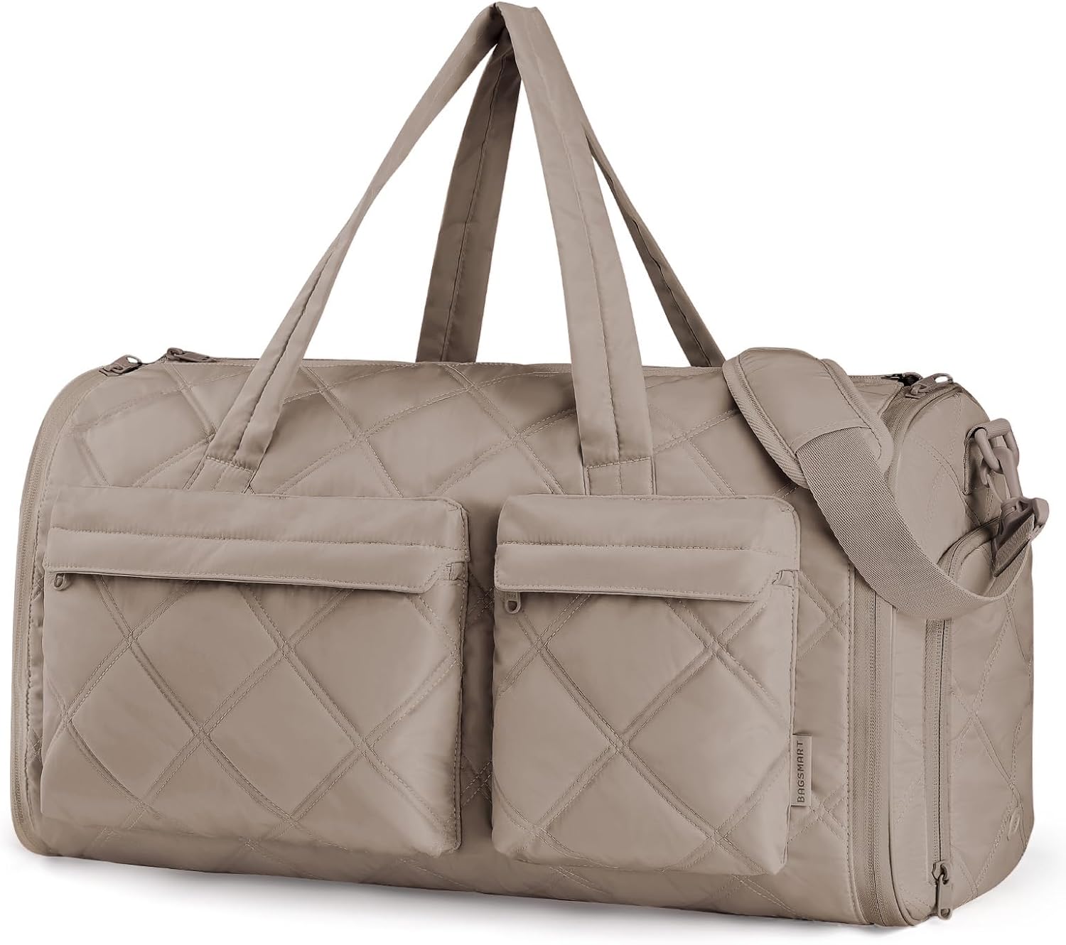 BAGSMART Garment Duffel Bag, Convertible 2-in-1 Puffy Water-Resistant Carry-On with Shoe Compartment (A-Khaki)