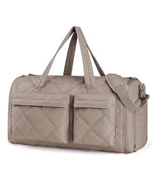 BAGSMART Garment Duffel Bag Convertible 2-in-1 Puffy Water-Resistant Carry-On with Shoe Compartment A-Khaki