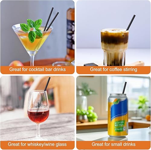 Miniatura 3 de 1000 unidades Pajitas cortas desechables negras  5 pulgadas de longitud 0.16 pulgadas de diámetro, para café y cóctel, pajitas de plástico para