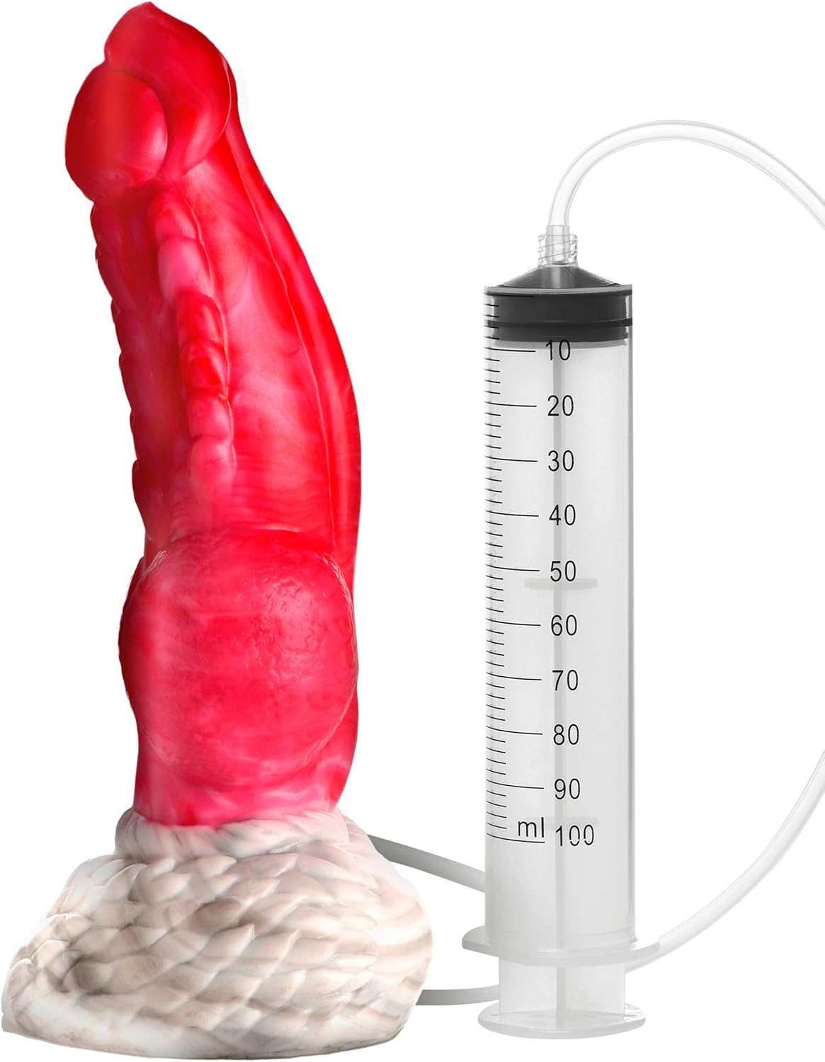 CREATURE COCKS Resurrector Phoenix Squirting Silicone Dildo for Men, Women & Couples. Fantasy Creature. Strong Suction Cup Base & Stimulating Textures, 2 Pieces, Red & White.