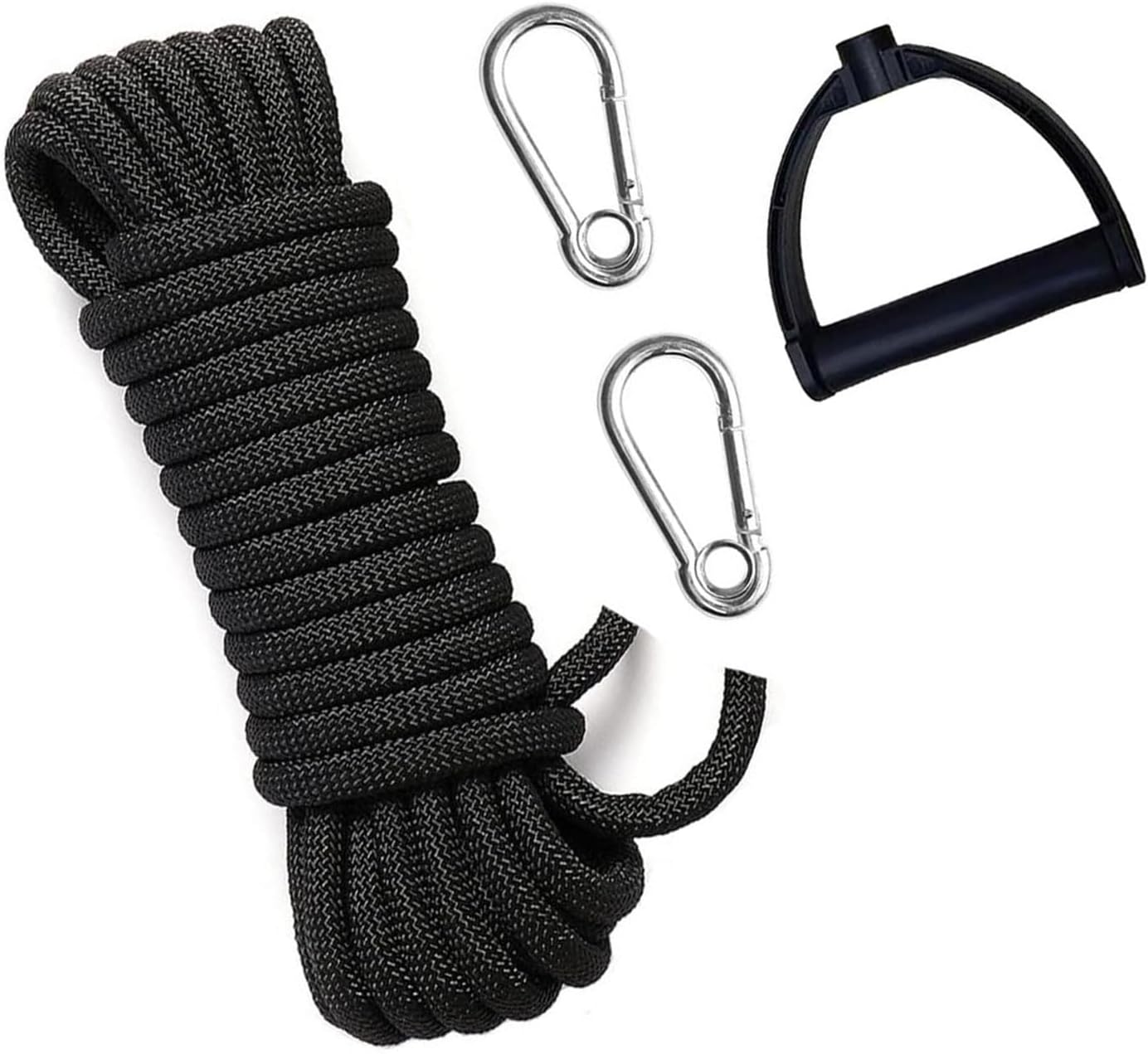 Wakeboard Tow Rope Nylon Sled Cart Pull with Handle & Carabiner Buckles for Wakeboard Kneeboard Snowboard Nylon Sled Cart Pull Black - Image 1 of 9