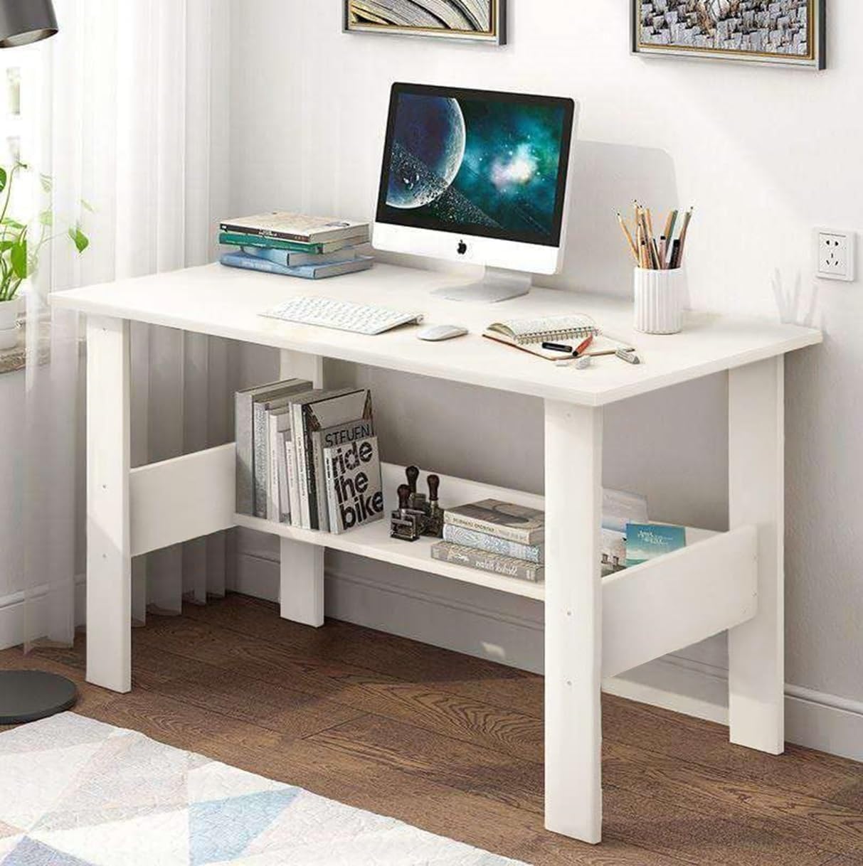 Diwali sale Redwud Rene Engineered Wooden Pc Desk with One Tier Shel… Diwali sale Redwud Rene Engineered Wooden Pc Desk with One Tier Shel…