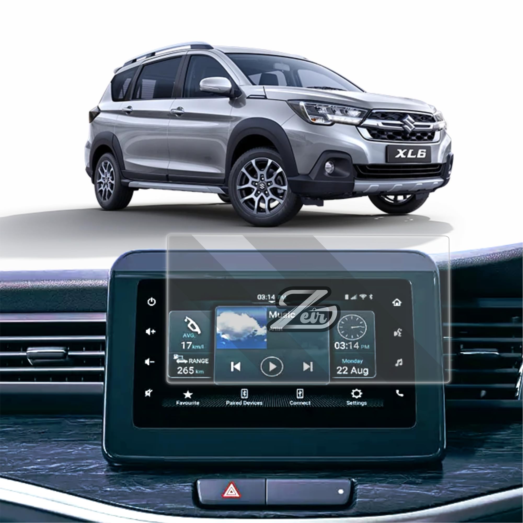 ZEIR Screen Protector For MARUTI SUZUKI XL6 ZETA ALPHA ALPHA+ 2022-RUNNING 7 INCH | Infotainment Display Touch Screen Guard | XL6 Nexa 2024 Car Music System Accessories [Not Tempered Glass]