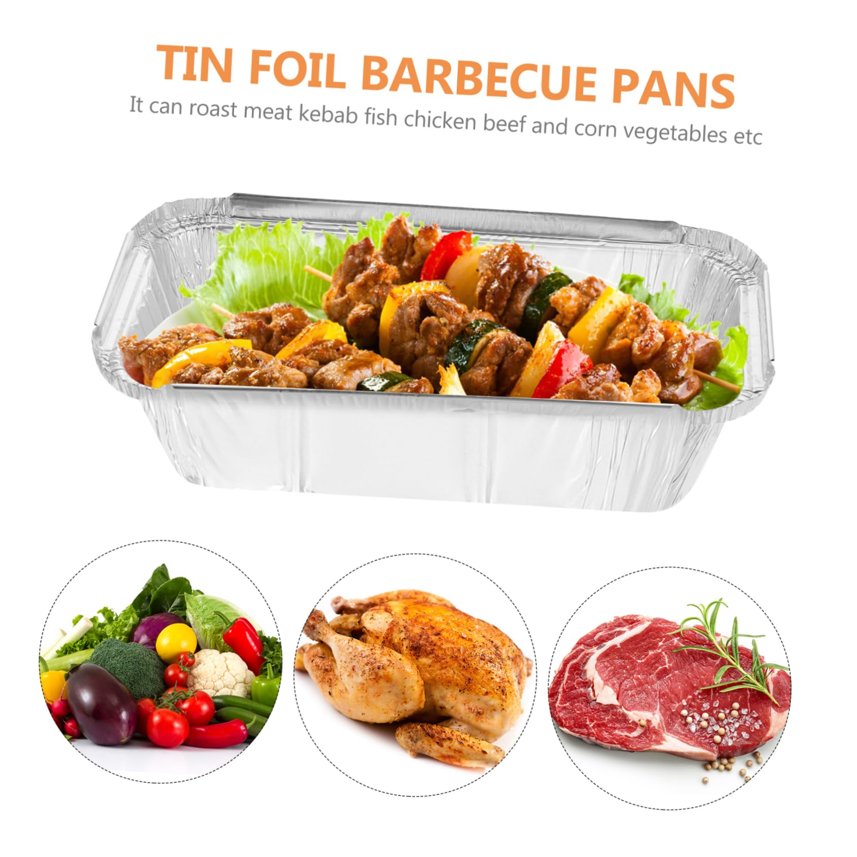 STOBAZA 125pcs Heavy Duty Takeaway Food Packing Boxes Tin Foil Lids Barbecue Containers for Indoor-Outdoor Activities