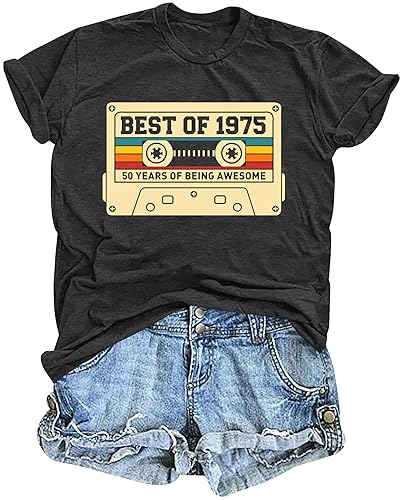 Vintage 1975 Tshirt for Women: 50th Birthday Gift Shirt Retro