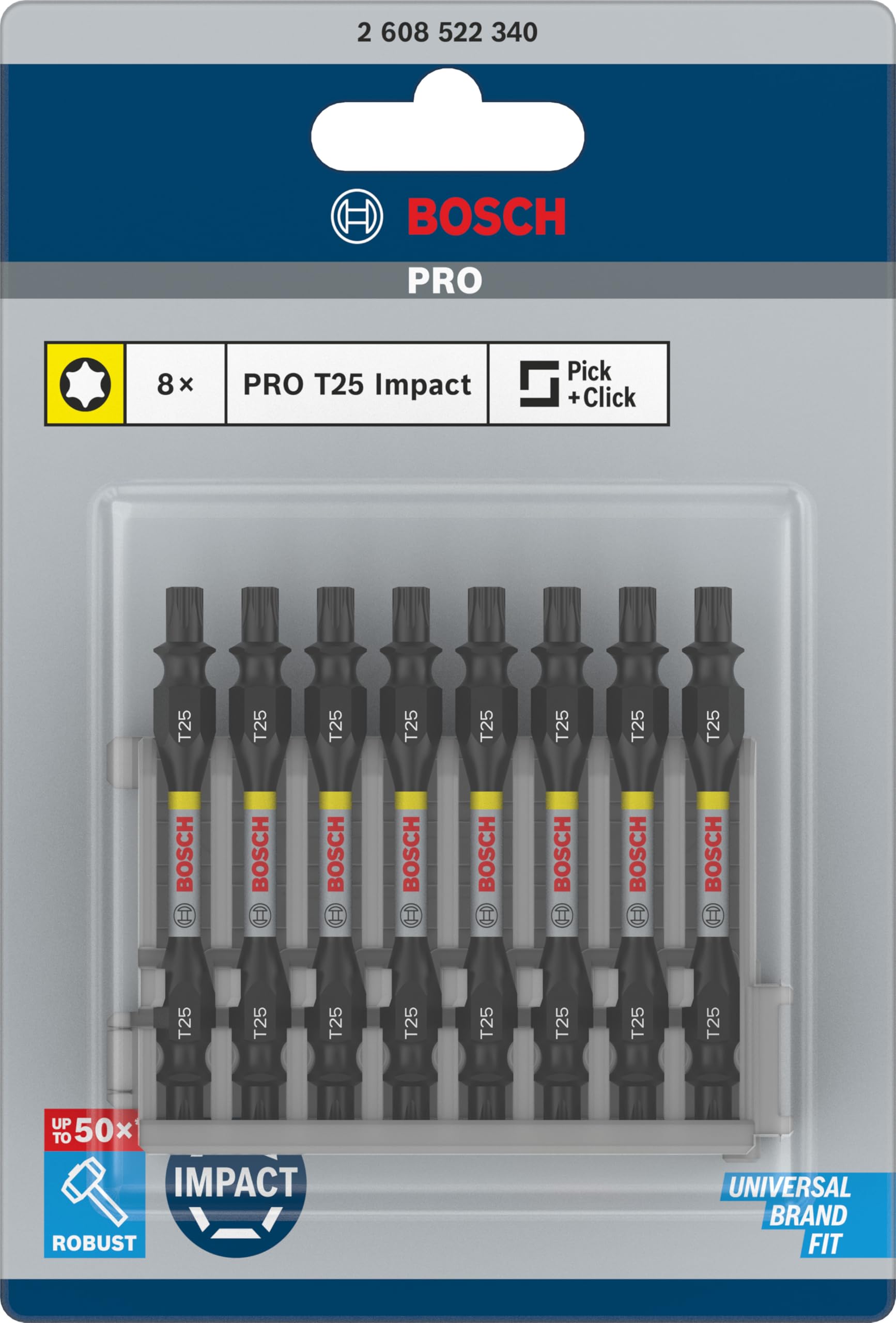Bosch 8x Bity dwustronne PRO Impact z indeksem Pick and Click (170 x 120 mm, Professional Akcesoria Śrubokręt, Śrubokręt)