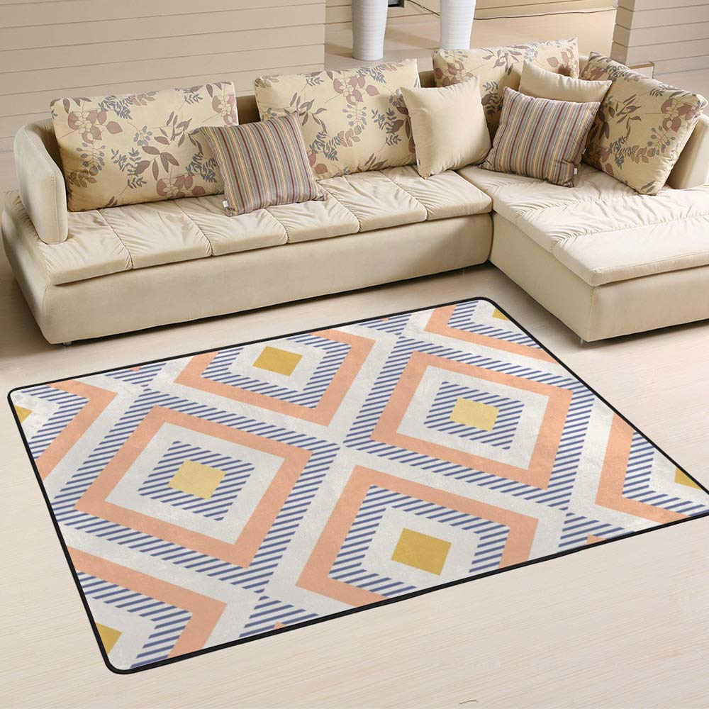 Tapis de taille moyenne Ruchen aux motifs abstraits pour salon et chambre 72x48 inch