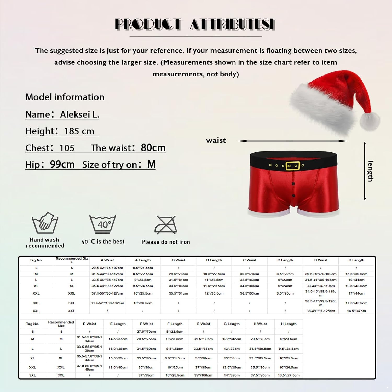iiniim Mens Christmas Lingerie Set Xmas Santa Costume Elastic Waistband Boxer Briefs Shorts with Hat