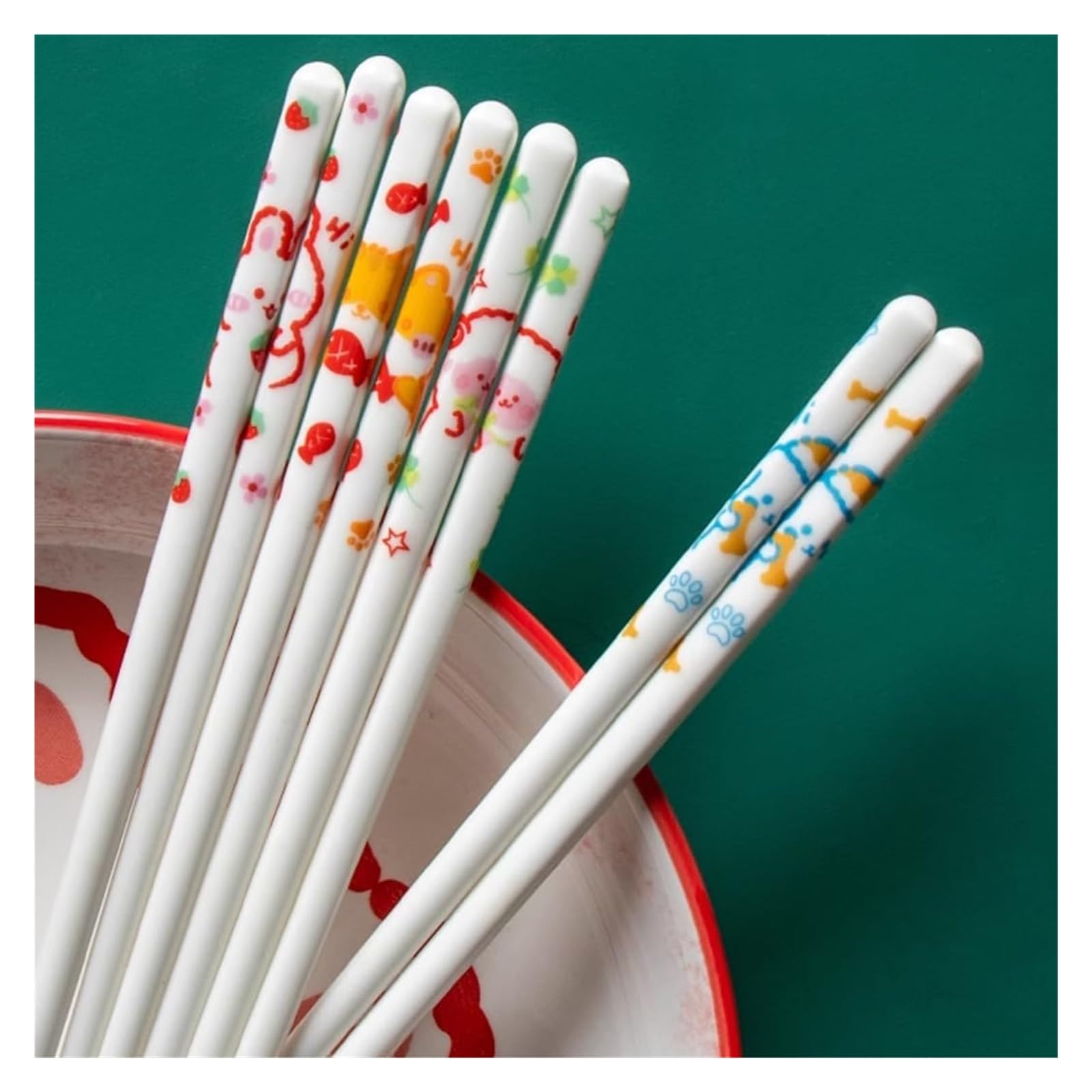 Baguettes en céramique, Cadeau japonais mignon de baguettes en porcelaine, 10 paires réutilisables céramique d'os haute qualité Chine(R)