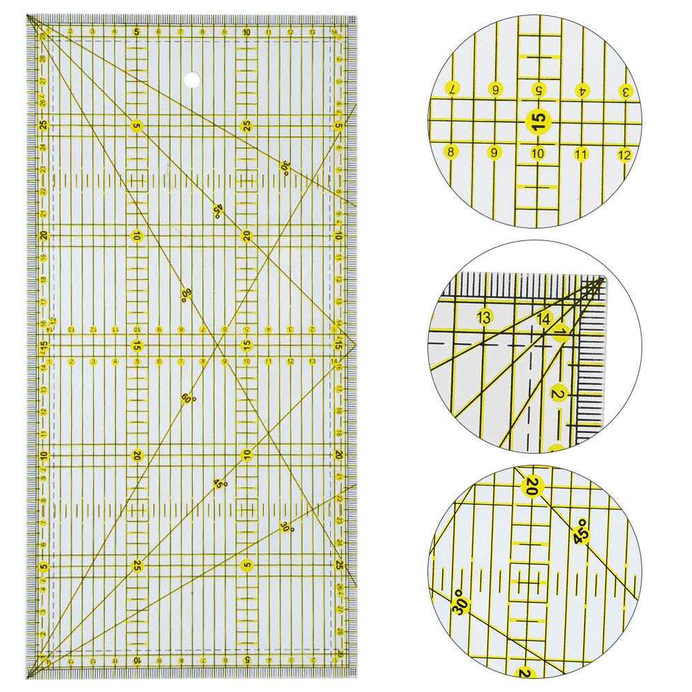 Righello Per Patchwork E Quilting In Acrilico 30x15 Cm - Griglia Precisa Con Angoli 30/45/60°, Linee Colorate, Laser Cut - 4