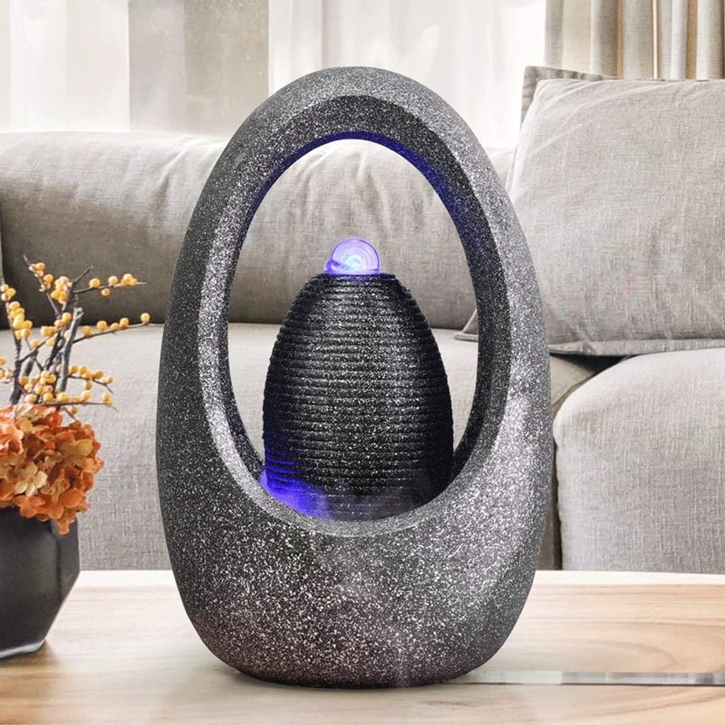 驚きの価格が実現 卓上滝の噴水 ヨーロッパのミニマル噴水と回転ボール天然樹脂装飾噴水リビングルーム室内の加湿器のギフトホームデコレーションオーナメント 家庭用 オフィス用 Color Black Size 45cm Www Rubberdev Gov Lk