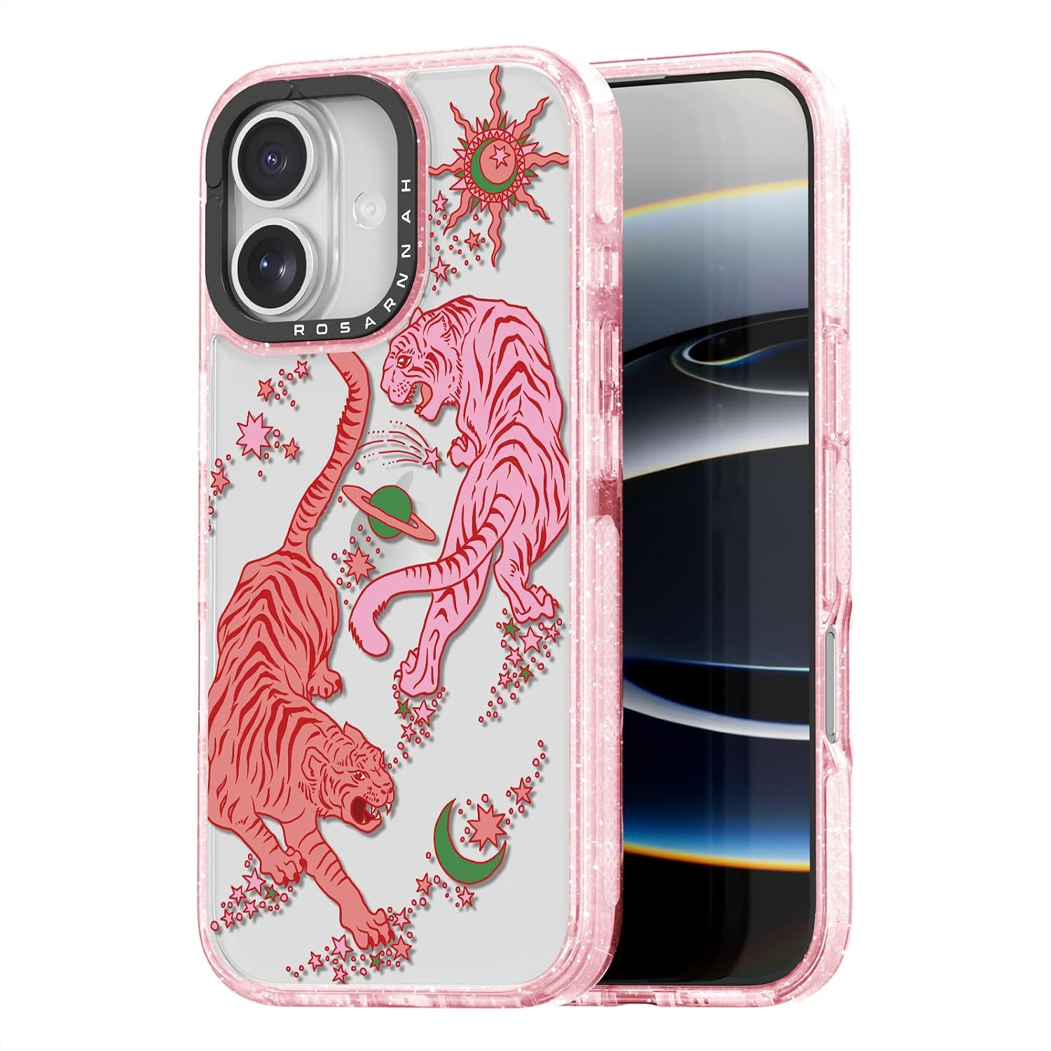 Rosarnnah for iPhone 17 Case Aesthetic Pink, Tiger
