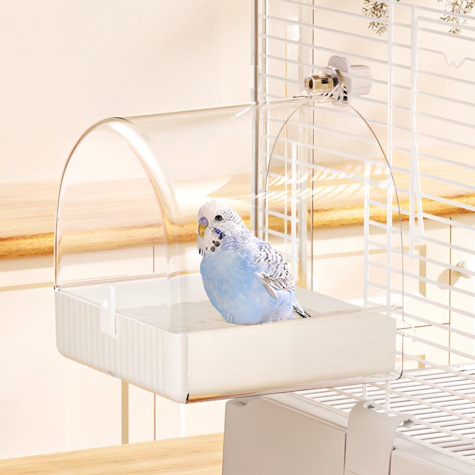 Dokeno Vasca da Bagno per Uccelli Gabbia Grande - Perfetta per Pappagalli e Parrocchetti,Scatola da Bagno per Uccelli con Design,Gabbia Vasca da Bagno per Uccelli,Doccia per Il Bagno degli Uccelli