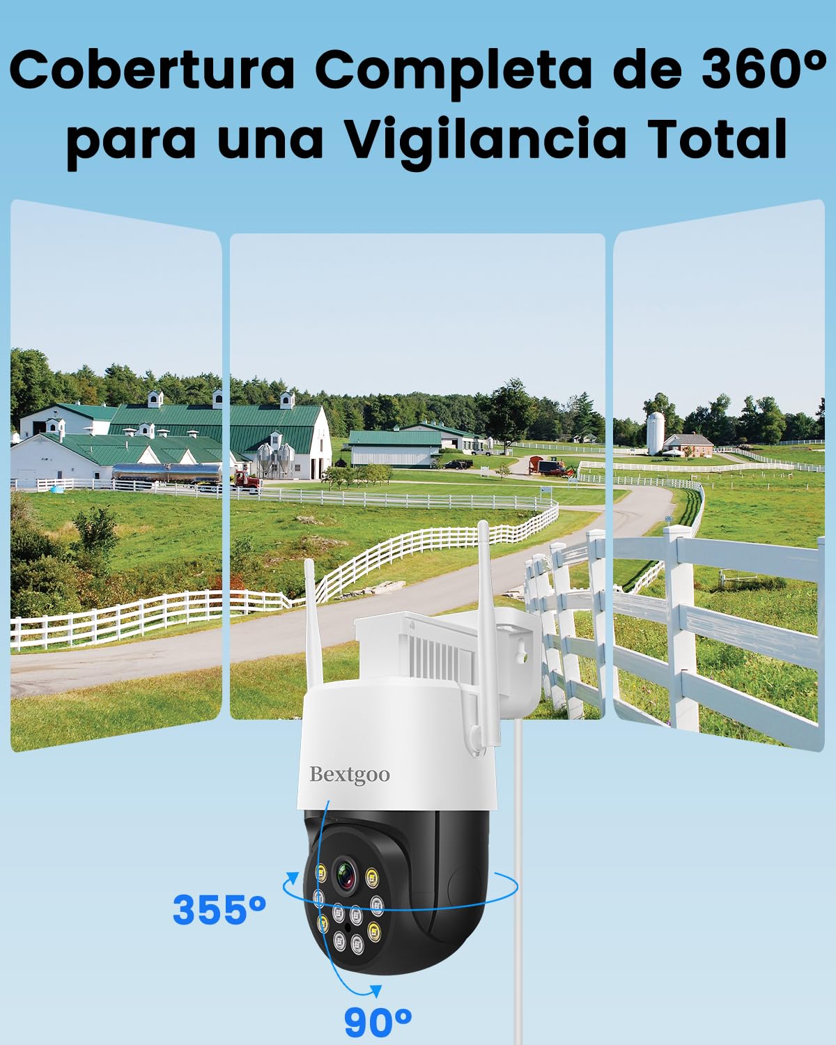 Bextgoo Camara Vigilancia SIM, 4MP 4G LTE Videovigilancia sin Internet con Tarjeta SIM, 24/7 Camara 4G sin WiFi, 360° Seguimiento Automático, Detección Movimiento AI, Visión Nocturna Color, IP66