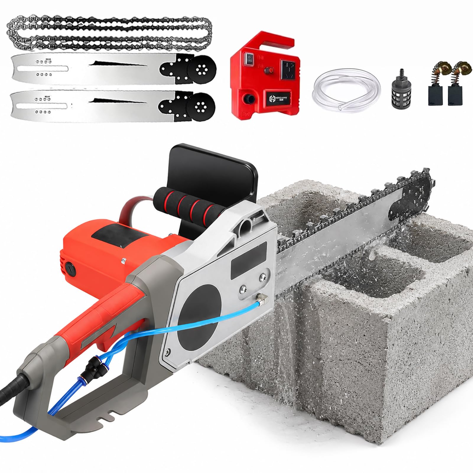 Huachorial Professional Concrete Wall Cutter, Electric Diamond Chain Saw with Automatic Water Supply, 35/48cm Deep Cutting Machine for Wall Grooves, Plumbing, Brick, Masonry and Home Renovation