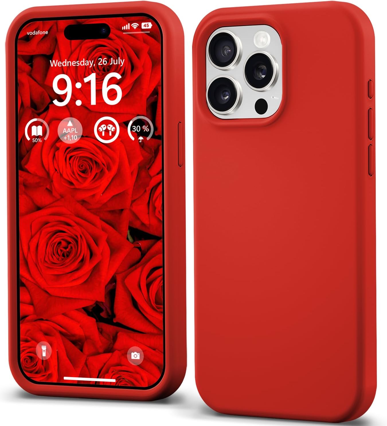 IceSword Compatible with iPhone 15 Pro Case - Liquid Silicone Slim Full Body Protective, Soft Anti-Scratch Red Cute Men Women Cool [Shockproof] 6.1 inch