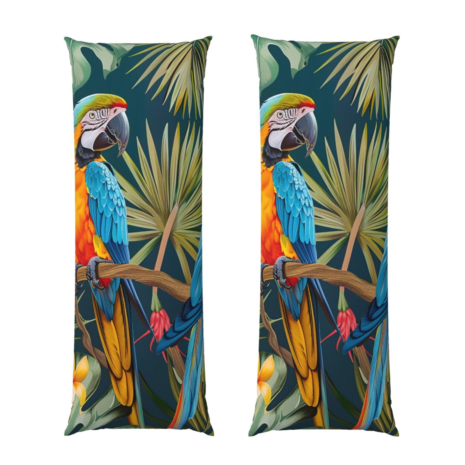 Body Pillow Cover 20x54 Inch, Tropical plants and parrots Print Long Lumbar Pillow Case with Zipper Long Body Pillowcase Decorative for Bed Sofa Bedroom