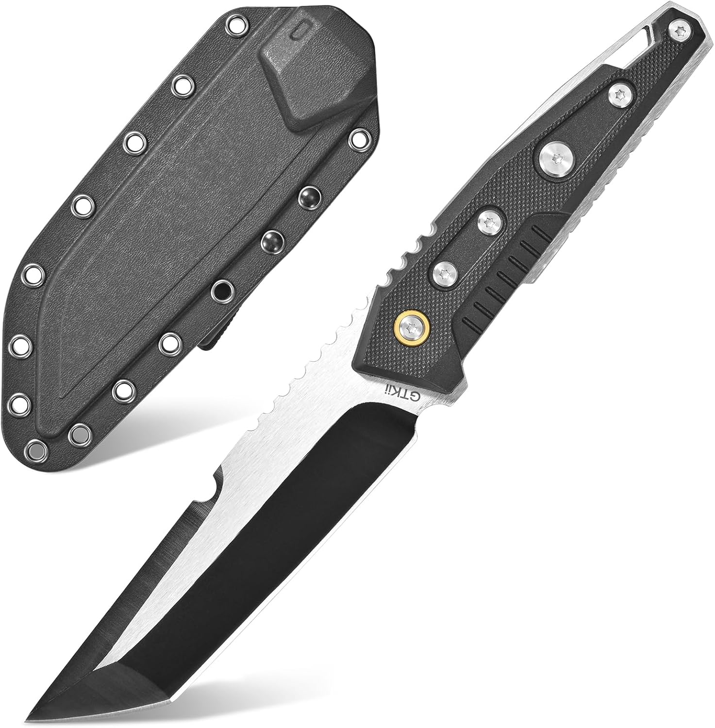 Gtkii GTK35 Fixed Blade Knife DC53 Steel Tanto Blade Full Tang Nylon Fiberglass Handle Compact EDC Fix Knifes for Outdoor Camping Adventure Survival