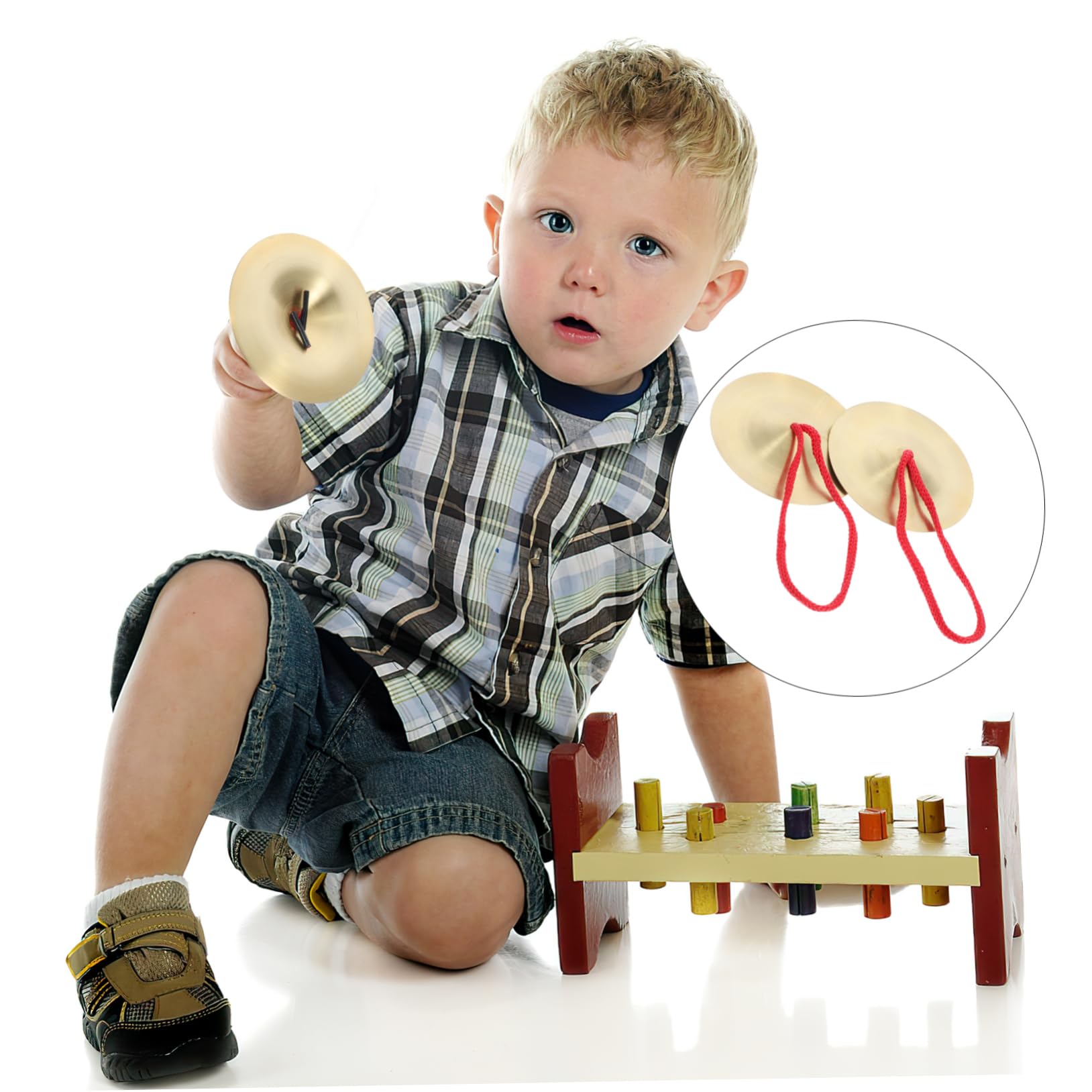 LIOOBO 1 Pair Boys and Girls Mini Cymbals Small Hands Chimes Instrument for Dance Parties Musical Bowl for Toddlers Handles