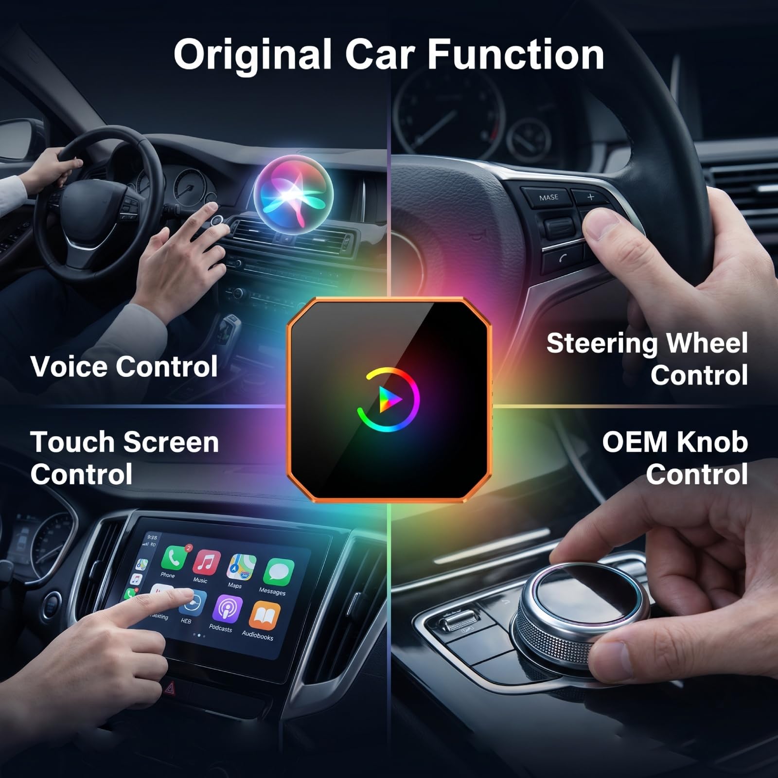 Adaptador Wireless CarPlay 2 en 1, WiFi 5GHz BT 5.0, Android Auto Inalámbrico, Plug Play Mini, para iPhone iOS 10+ Android 11+, para Vehículos con CarPlay Cableado de Fábrica