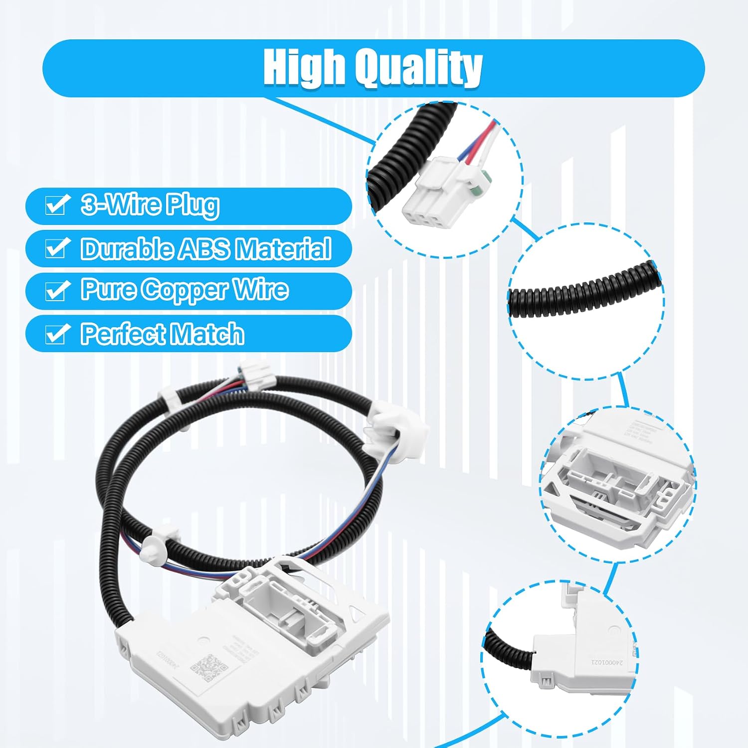 WH08X37937 WH08X32657 Washer Lid Lock Kit for GE GTW220ACK7WW GTW335ASN2WW GTW465ASN2WW GTW465ASN3WW GTW465ASN9WW HTW240ASK6WS, With Wire Harness, Lock Strike, Lock Bezel, Replace 4963152 AP7033485
