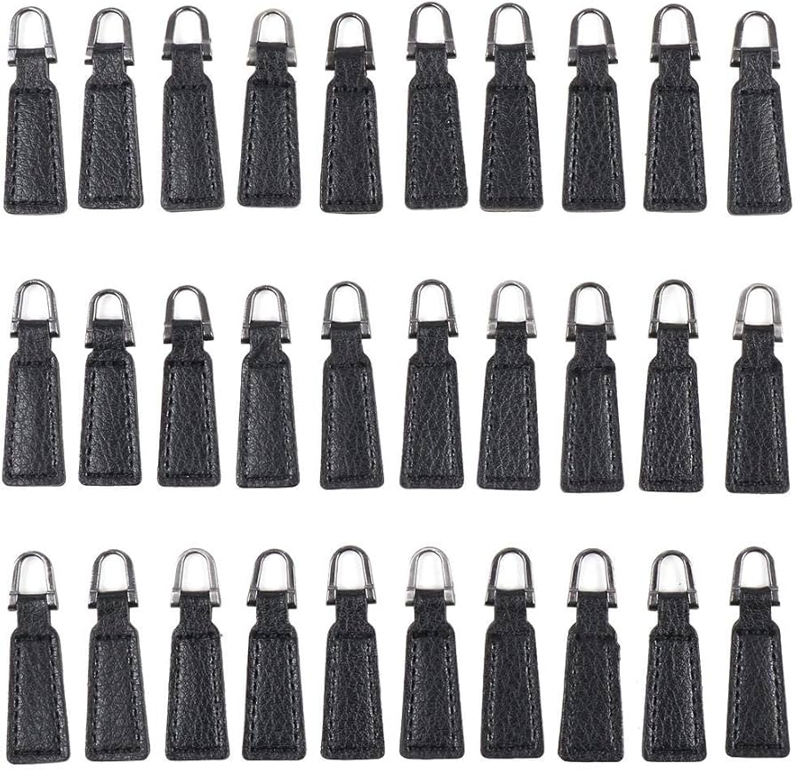 Amazon.co.jp: レザークラフト 用 PU 製 ジッパー タブ 黒 30個 セット