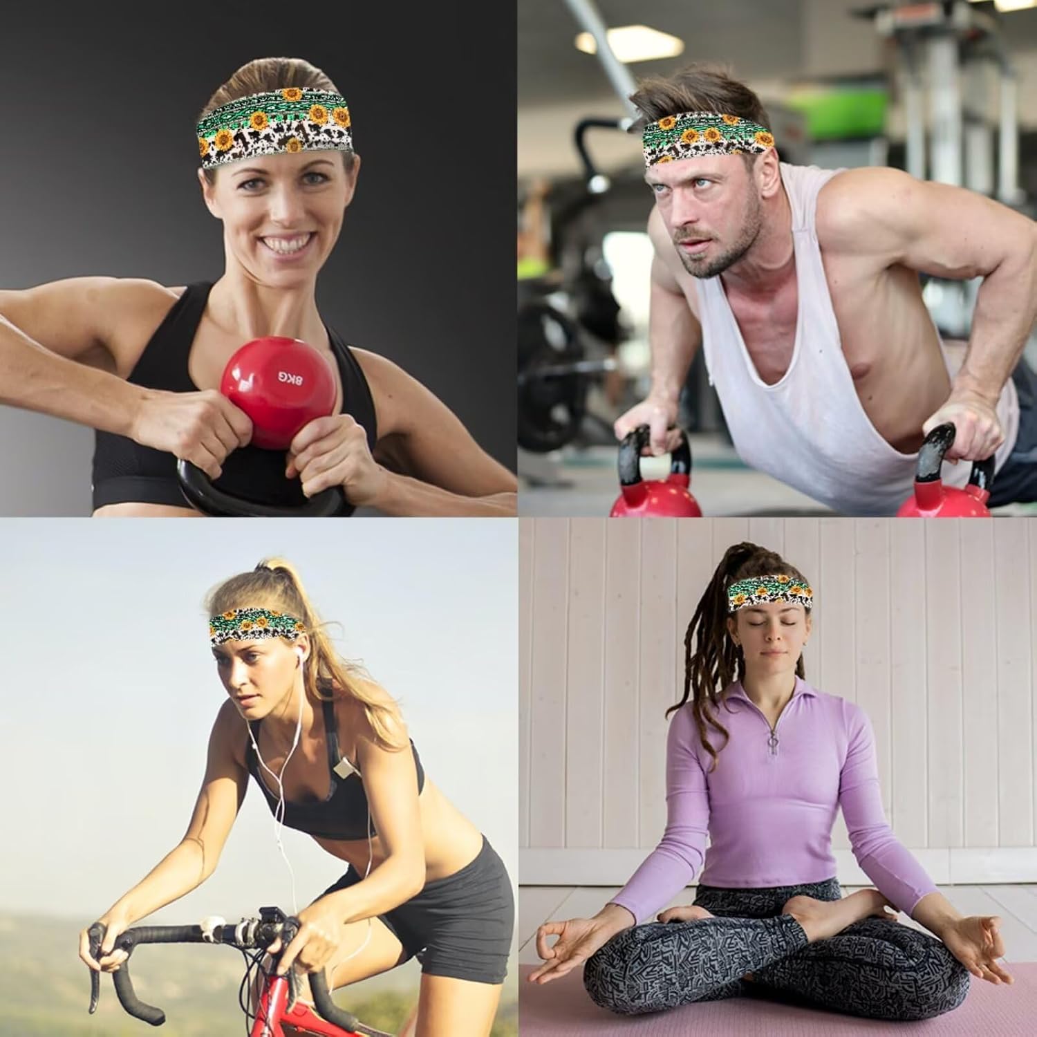 Binienty 5PCS Summer Outdoor Accessories, Matching Compression Arm Sleeves, Sun Visor and Headbands for Women Men