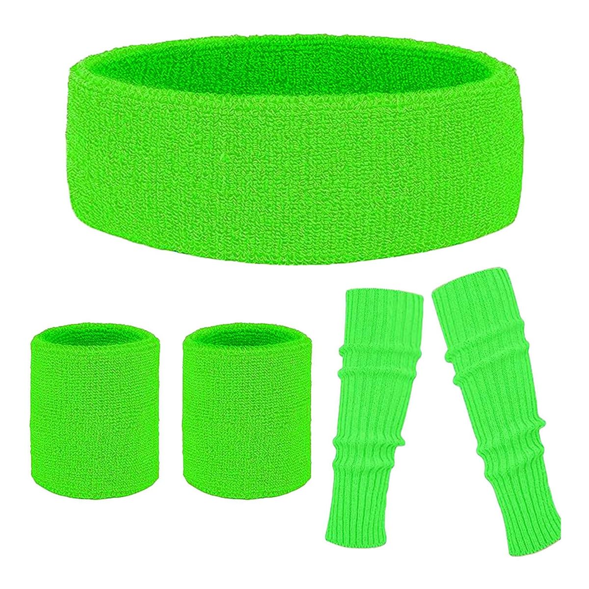 Namvo 80s Women Fancy Dress Costume Accessorie, Leg Warmers Fishnet Gloves Headband Wristbands Neon Set, 1980s Retro Theme Party Costumes