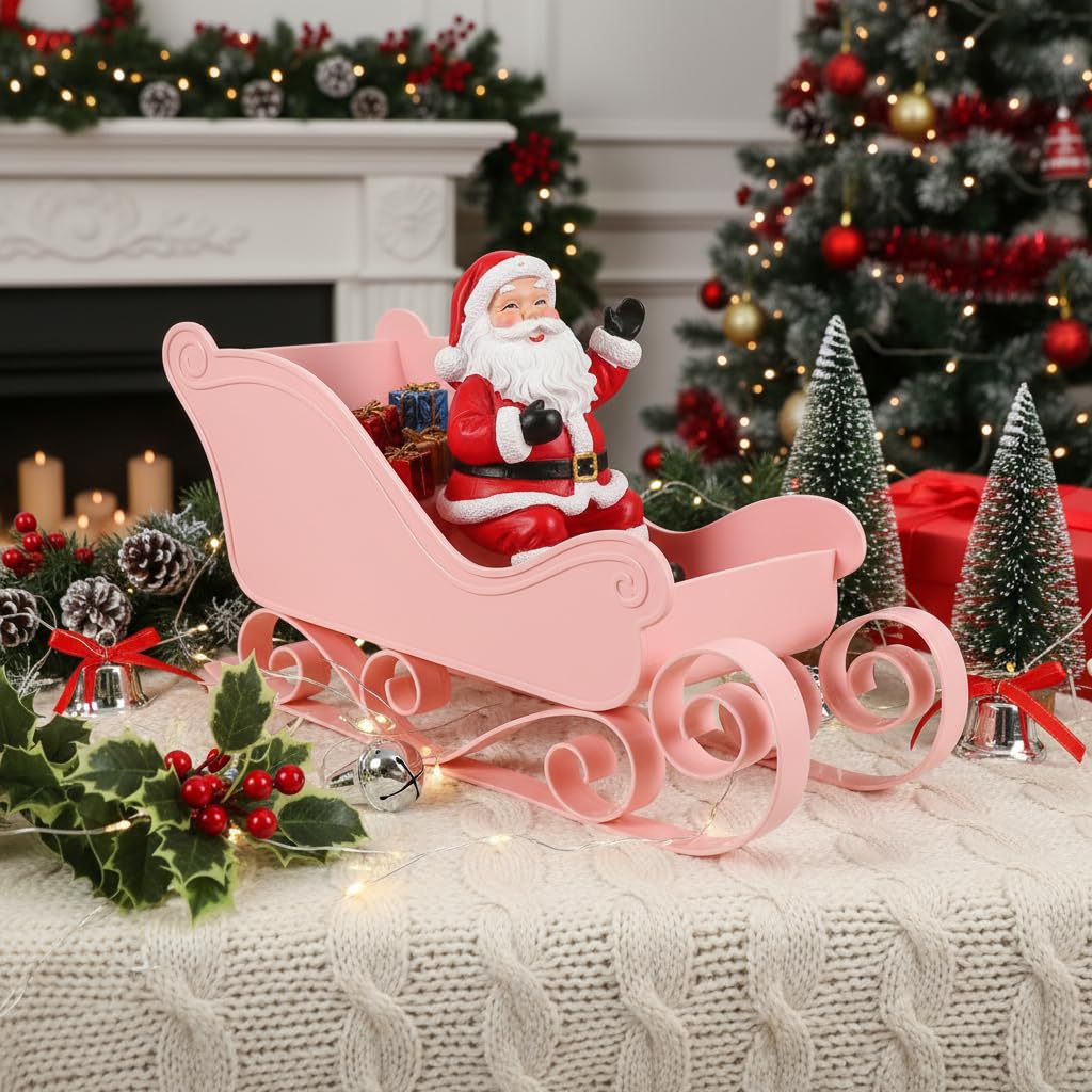 Amazon.com: Housoutil Santa Sleigh Decor, Christmas Sleigh