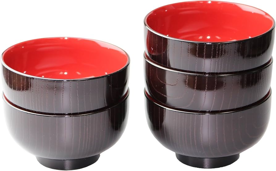 Amazon.co.jp: SANYOSHI LE木目汁椀 溜 5Pセット SY2010540 : ホーム