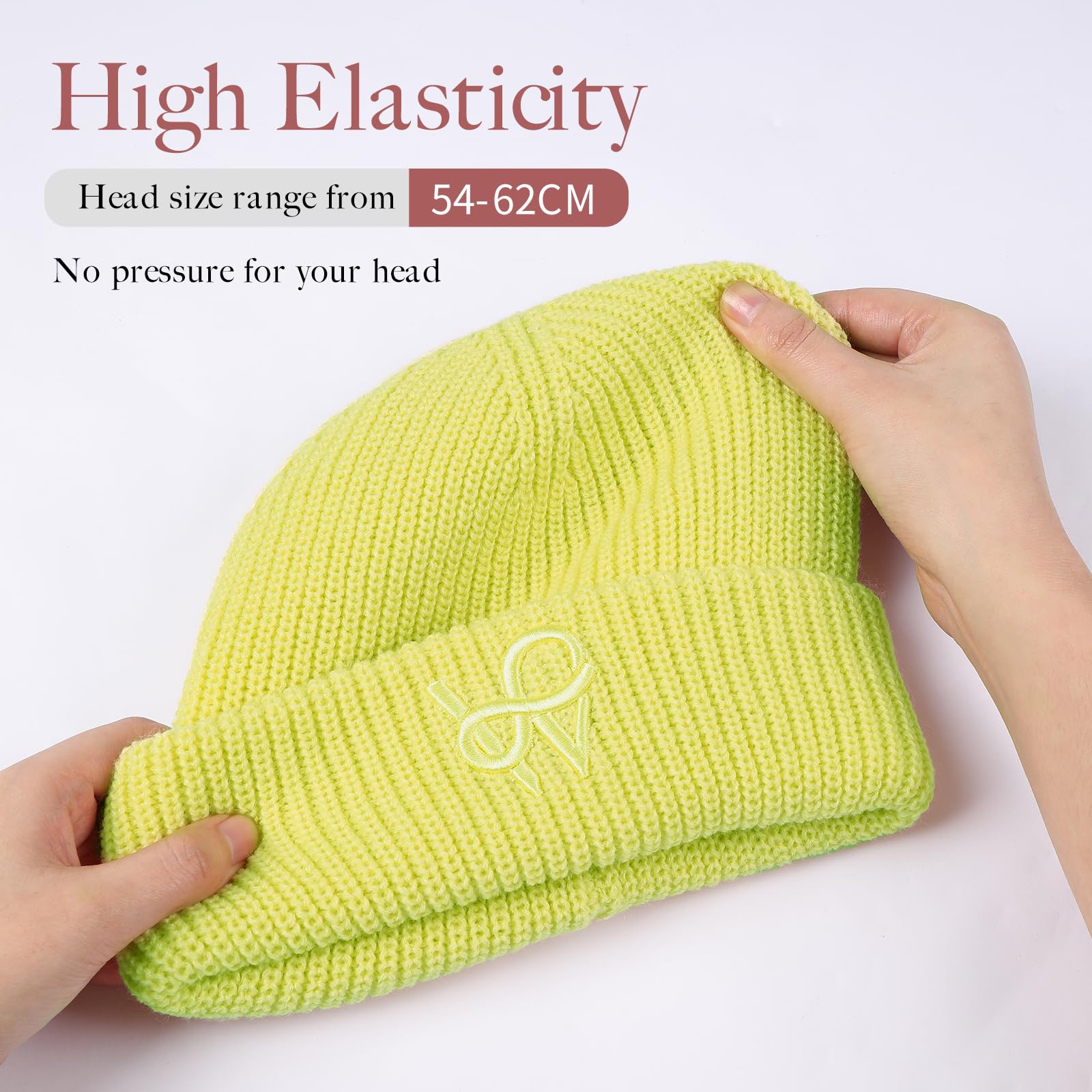 WKF Womens Knit Beanie Hat Acrylic Winter Hats for Women Men Soft Warm Unisex Cuffed Beanie (Bright Yellow)