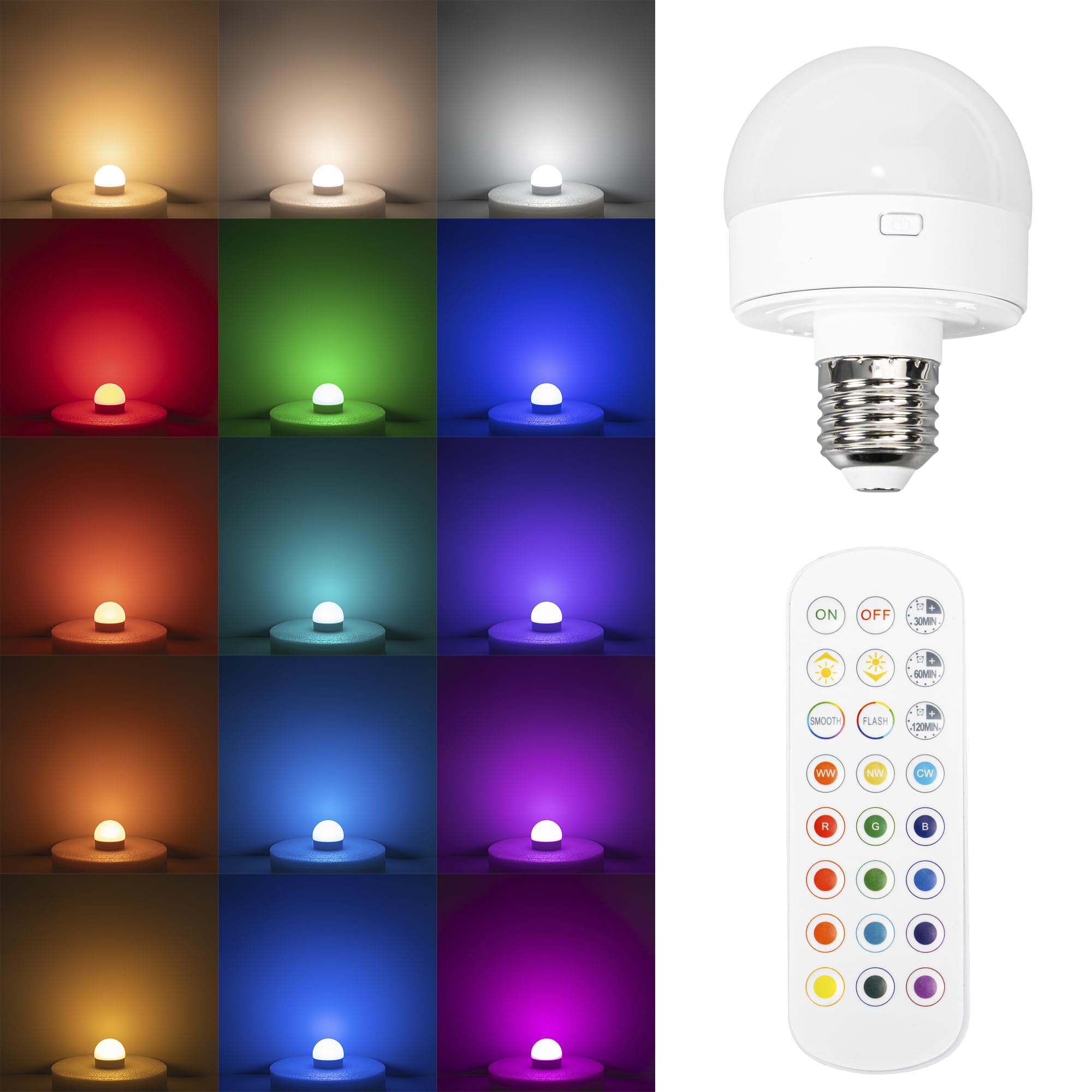 Verstellbare Klemmlampe mit Akku,LED Wandlampe innen,Weiß Dimmbar Nachttischlampe,Schreibtischlampe ideal für Flur Büro Heimgebrauch - 13x13CM - TD0603-QP57