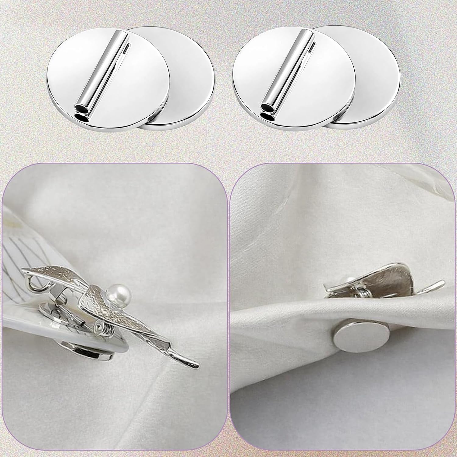 Magnetic Pin Backs, Boutonniere Magnet Set 8 Pairs, Mini Stainless Steel Magnetic Pins for Brooch Scarf Hijab, Secure Boutonniere Magnets Converter Clips