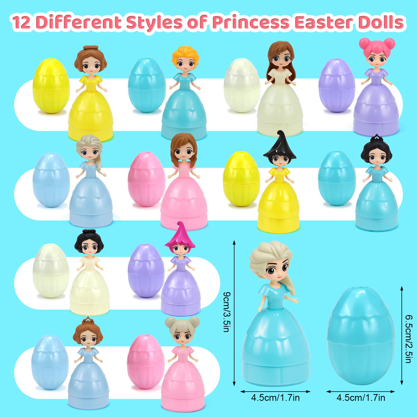 princess easter eggs that turn into dresses Uiseba 12 PCS Princess Prefilled Easter Eggs, Easter Basket Stuffer,Hunt Gifts for Kids, Classroom Prize and Party Favors : Toys & Games