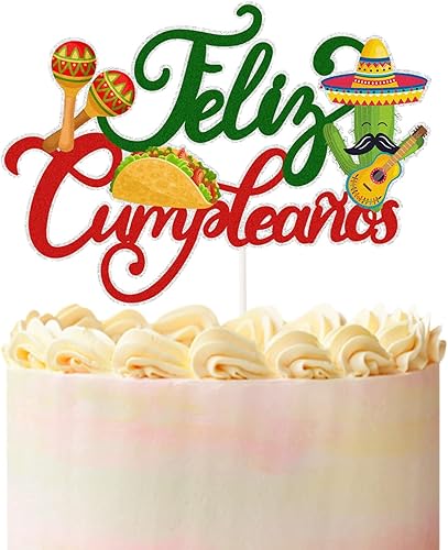 Feliz Cumpleanos - Decoración para tartas mexicanas, decoración de pastel de cumpleaños, decoración de pastel de fiesta temática de Cinco de Mayo, disponible en Yaxa Colombia