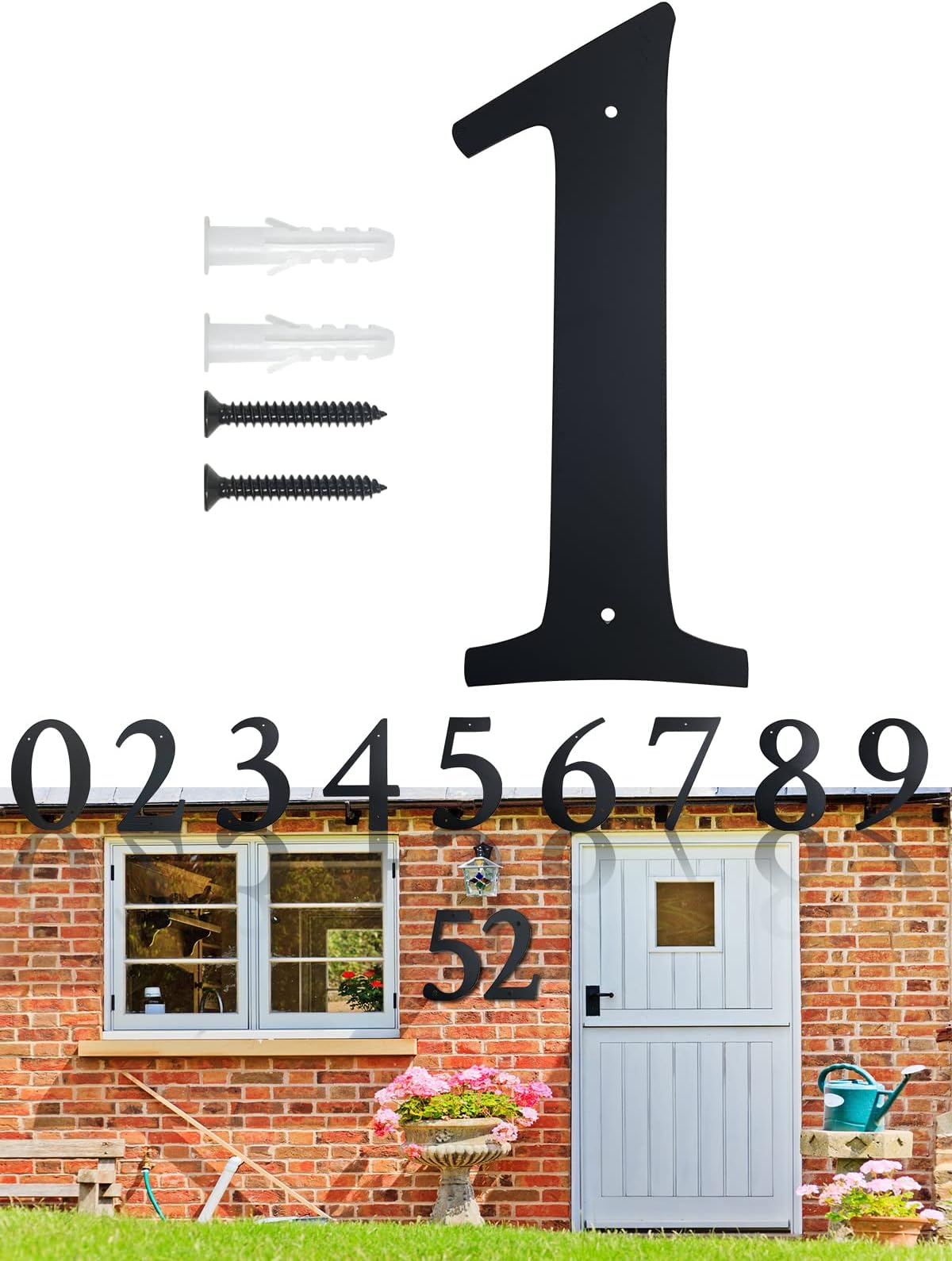 11 Inch Super Large House Numbers, Modern Address Numbers Elegant Black