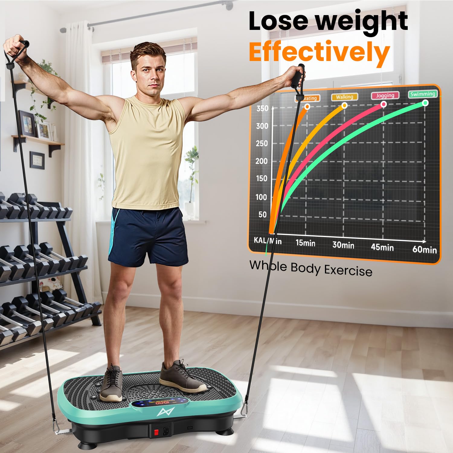 Vibration Plate Exercise Machine, Vibration Platform For Home Full Body Workout, Vibrating Board Weight Loss Resistance Bands Remote Control - View #4