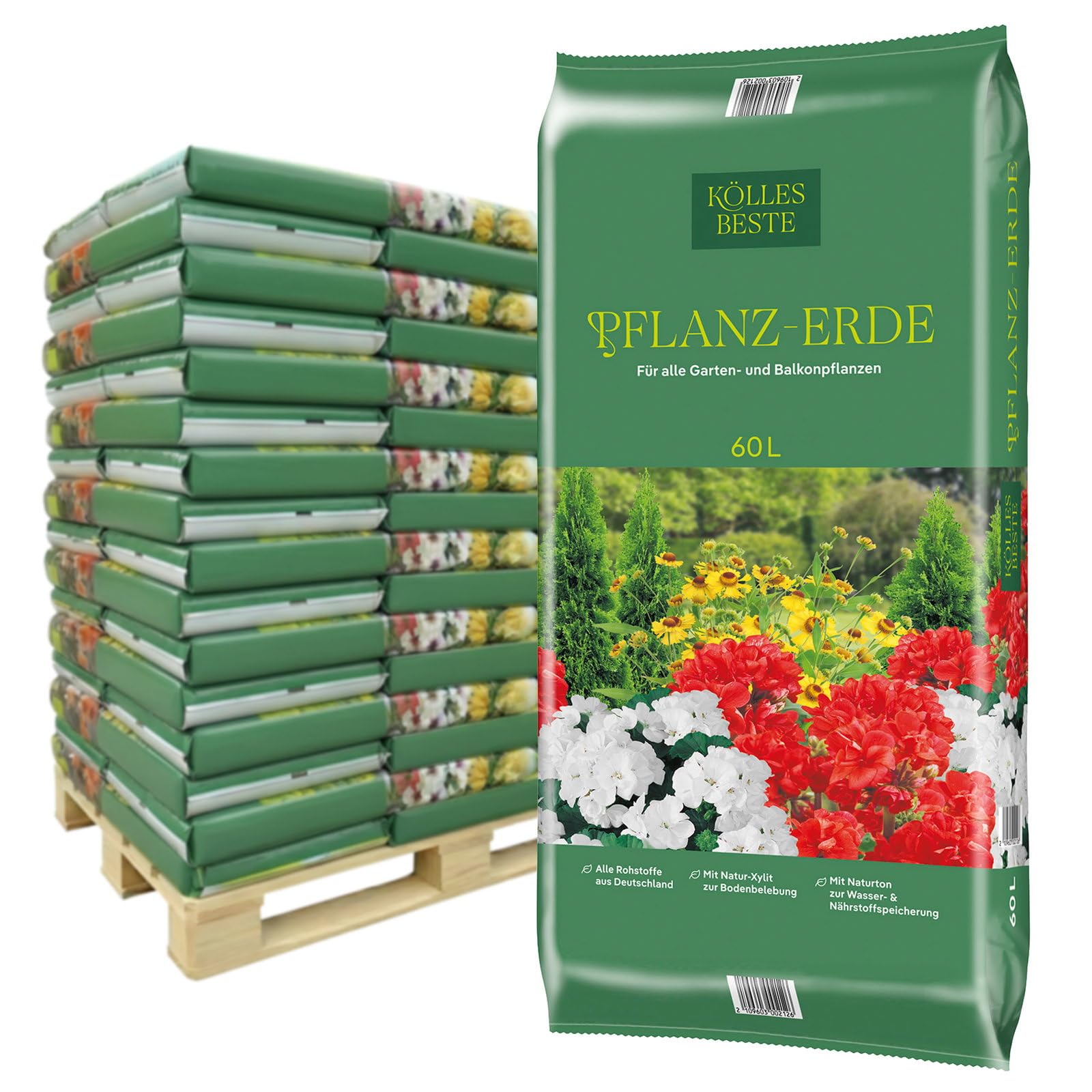 Kölles Beste Pflanzerde, torfreduziert, 21 Sack à 60 l, gesamt 1260 Liter