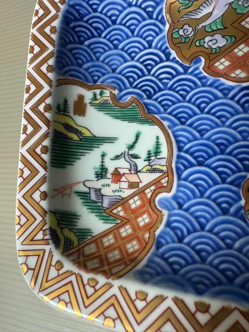 皿 乾山写白菊 四つ足皿 菊花模様 京焼 清水焼 陶磁器 時代物 骨董品