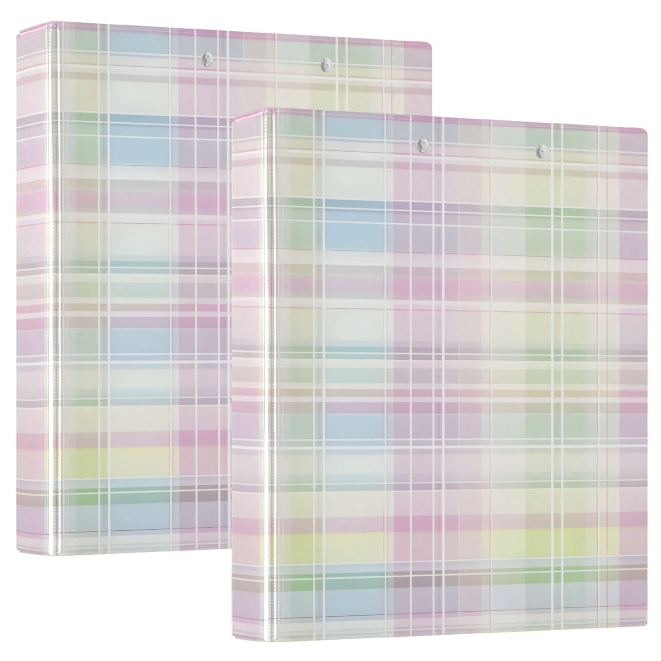 Plaid Pastel 3 Ring 1.5 Inch Binders Hold 200 Sheets Cute Folders Notebook Round Ring Planner Binder, 12.4x10.63x2.36inch, 1 Pack